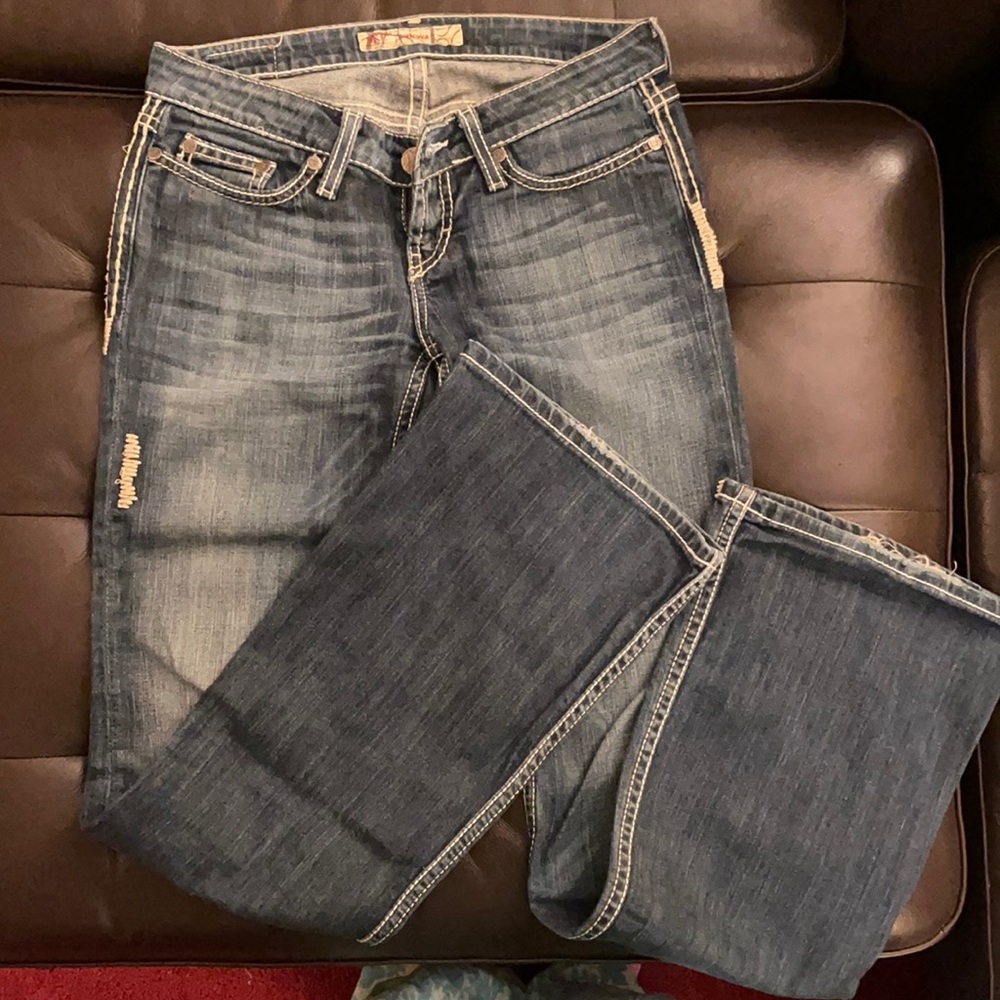 Low rise, flare jeans
